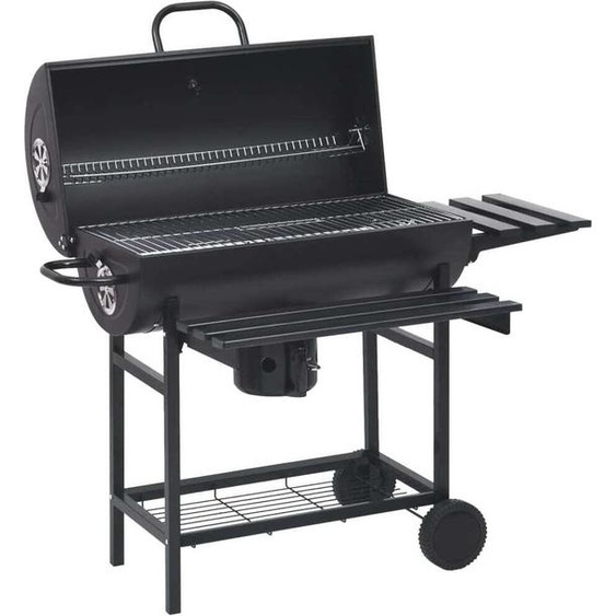 Chariot barbecue avec roues et étagères Noir Acier 115x85x95 cm