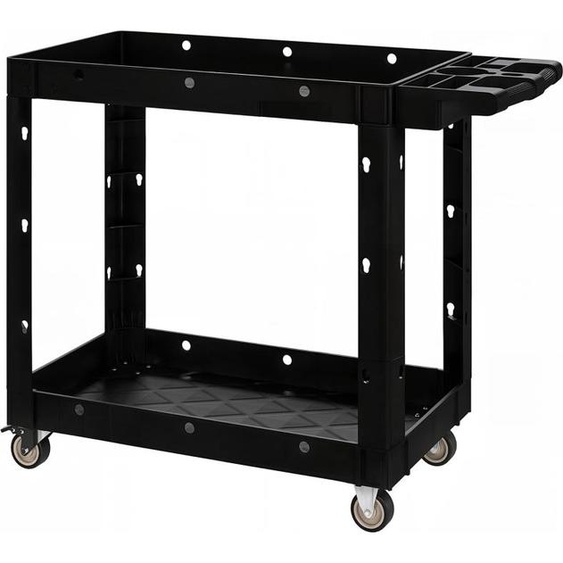 Chariot datelier Fortuna Lai à 2 étages, chariot à outils avec poignée latérale, trous pour crochets, chariot datelier pour garage, entrepôt, charge max. 227 kg, noir