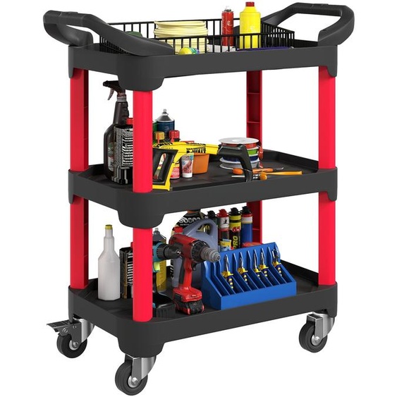 Chariot datelier HOMCOM à 3 niveaux avec poignée pour garage