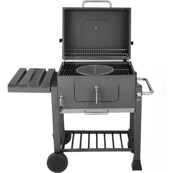 Chariot de barbecue HoutskoolgrillxxL - Barbecue au charbon de bois - BBQ - Fumoir - Grande surface de cuisson - Avec roues - Poignée en acier inoxydable - Idéal pour la terrasse, le jardin & lextérieur