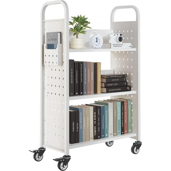 Chariot de bibliothèque Chariot de bibliothèque - capacité 150kg - 77x38x122 cm Blanc - Chariot de bibliothèque pour la bibliothèque et le bureau