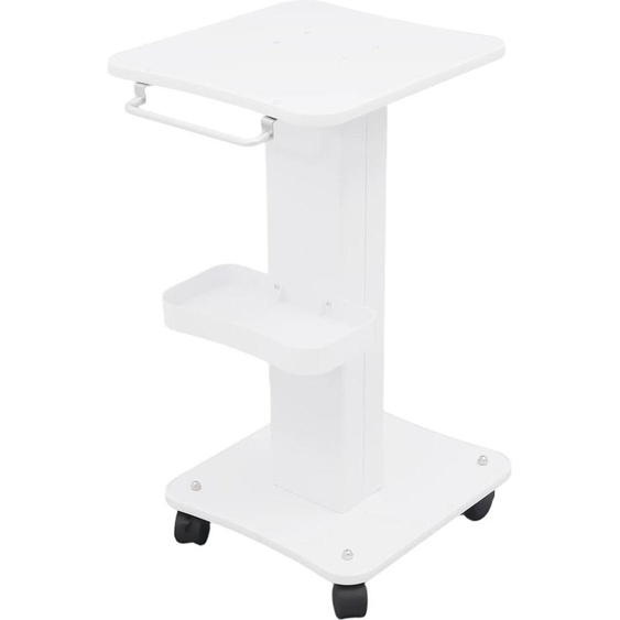 Chariot de coiffeur - Chariot à outils - 2 niveaux - 35 × 38 × 68 cm - Capacité de charge 40 kg - Métal (fer) - Avec roulettes - Pour salon de coiffure et spa - Blanc