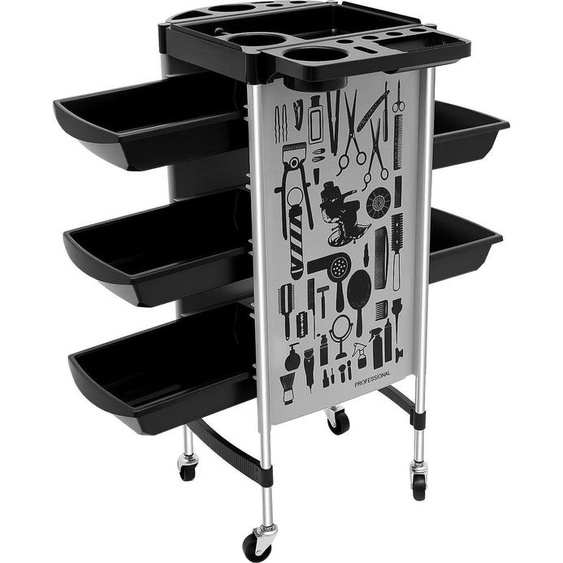 Chariot de coiffure - Chariot de salon - 5 tiroirs coulissants - Portable - Rangement professionnel - Assemblage requis - Gris