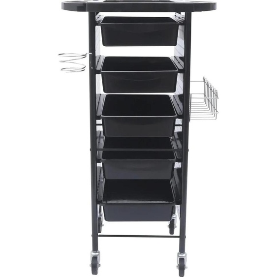 Chariot de coiffure pour salon - Chariot roulant - 5 tiroirs - 4 roulettes - 95 × 53 × 44 cm - Fer + plastique PP - Noir