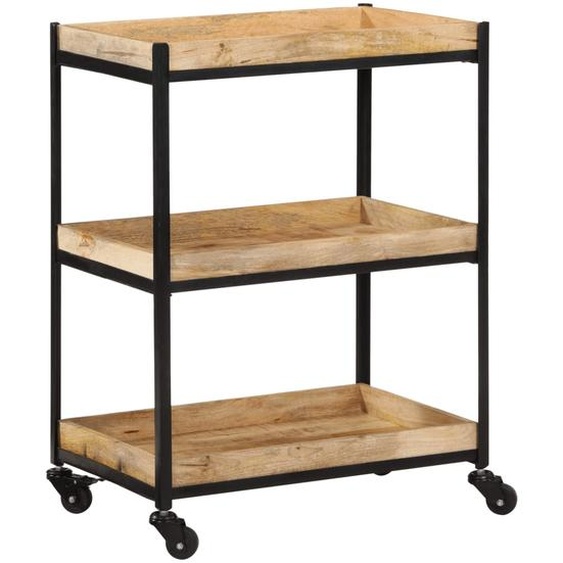 Chariot de cuisine 60x40x80 cm bois de manguier brut massif