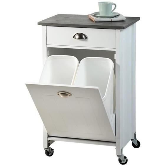 Chariot de cuisine - Kesper - Blanc - Poubelle intégrée - Design élégant - FSC