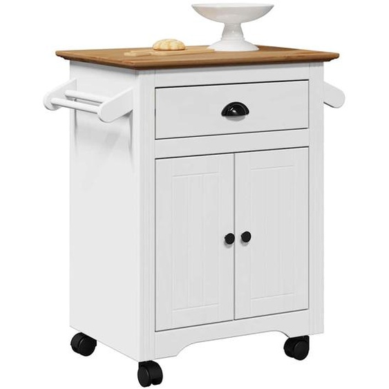 Chariot de cuisine BODO blanc et marron 72x45x80 cm