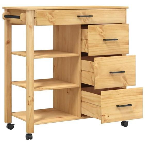 Chariot de cuisine - MOTHINESSTO - MONZA - Bois massif de pin - 84x40x90 cm - Cire de miel