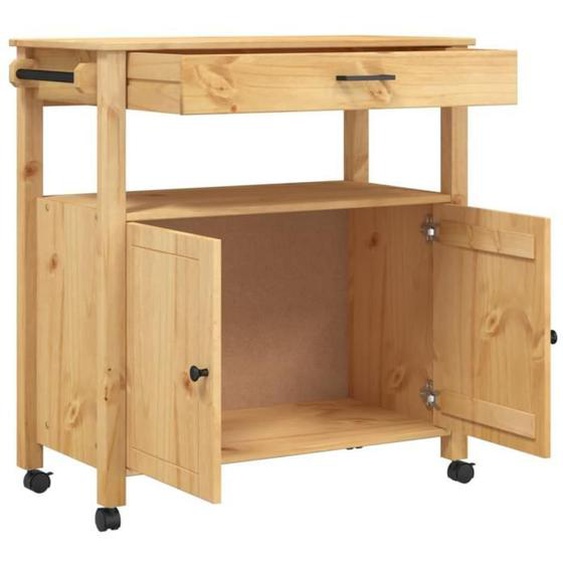 Chariot de cuisine - MOTHINESSTO - MONZA - Bois massif de pin - 84x40x90 cm - Cire de miel