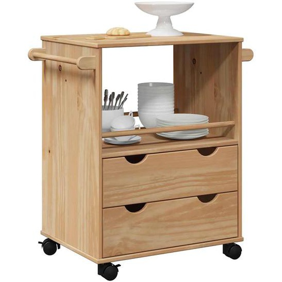 Chariot de cuisine OTTA 59x45x80 cm bois massif de pin