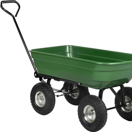 Chariot de jardin à Benne basculante Charge 200kg 75L - Chariot de Transport 4 roues Bois, Terre, Mobilier de Jardin Plage KZ