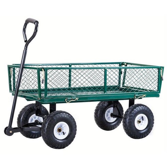Chariot de jardin - Chariot de manutention - Chariot à main - Chariot de jardin - Chariot agricole - Acier revêtu par poudre - Pneus pneumatiques de 10 pouces