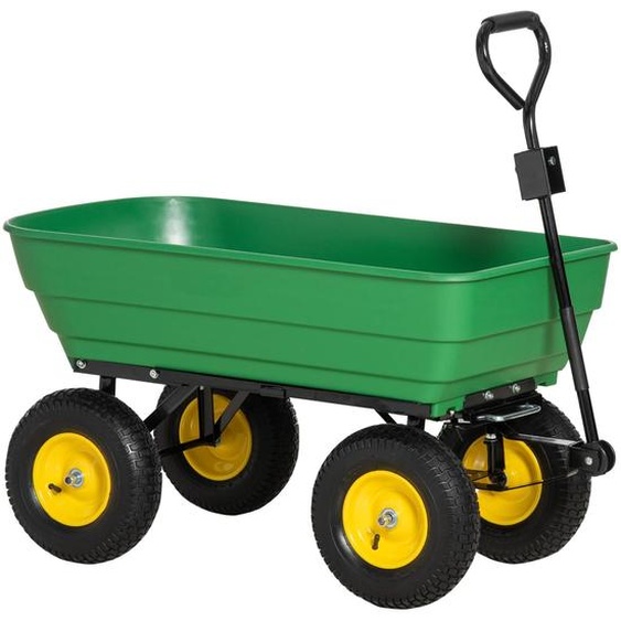 Chariot de jardin - Chariot de transport - Chariot à benne basculante - Chariot de manutention - Chariot à main - Capacité de 125 litres - Acier avec éléments en plastique