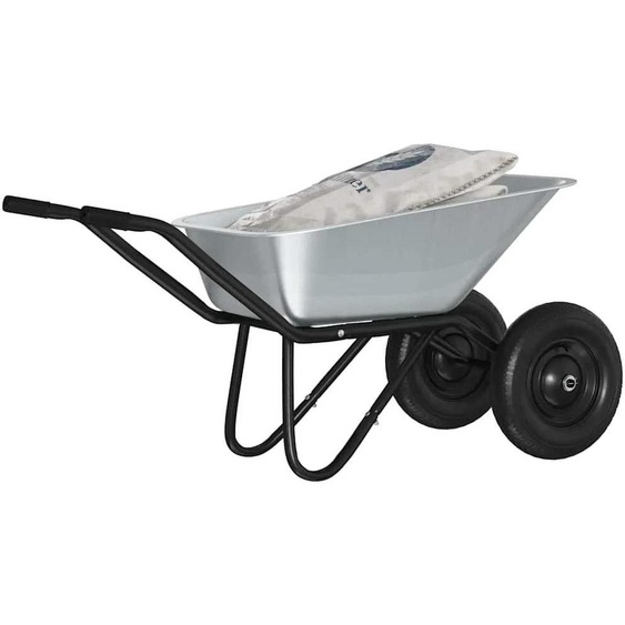 Chariot de jardin en acier - 137x60x65,5 cm - Cuve en acier robuste - Roue unique - Couleur vert armée