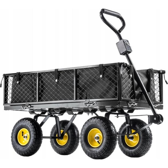Chariot de jardin en filet KADAX avec bâche amovible, capacité de charge 300 kg, chariot de jardin en acier peint par poudrage