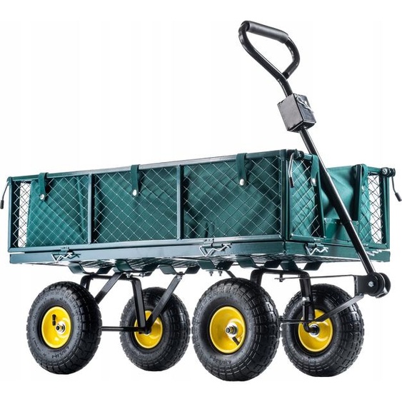 Chariot de jardin en filet KADAX avec bâche amovible, capacité de charge 300 kg, chariot de jardin en acier peint par poudrage