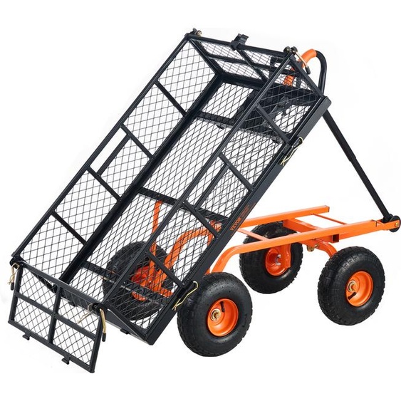 Chariot de jardin VEVOR, Diable de jardin en métal avec cadre facile à monter, Chariot basculant avec poignée 2 en 1 transformable, Brouette multi-usage avec capacité de charge de 180 kg, pneus de 25,4 cm