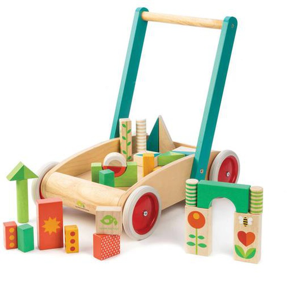 Chariot De Marche Avec Blocs Colorés Beige