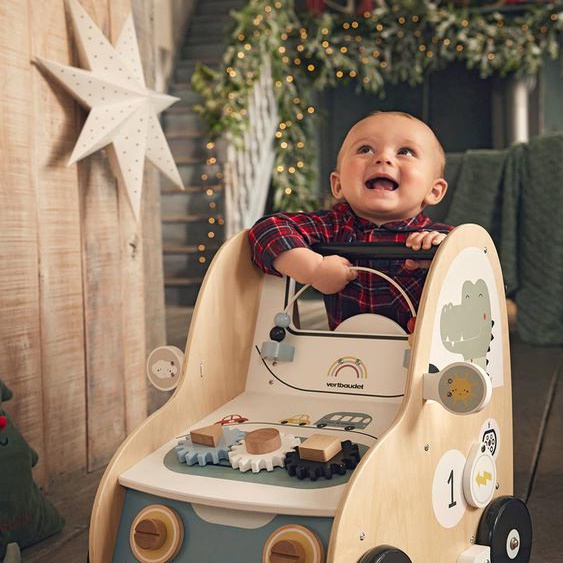 Chariot de marche avec freins EN VOITURE SIMON en bois FSC® multicolore