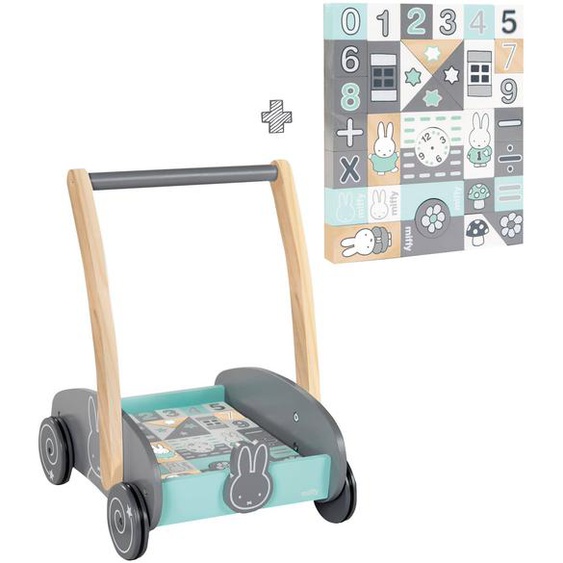 Chariot De Marche + Blocs De Construction Miffy® Gris - Vert Menthe / Miffy