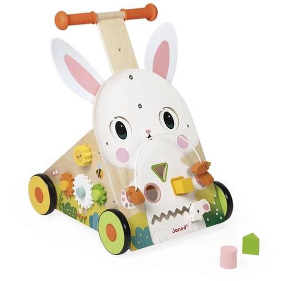 Chariot De Marche En Bois Fsc Lapin Multicolore