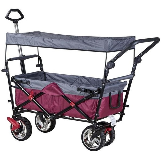 Chariot de plage pliable avec auvent et structure en métal