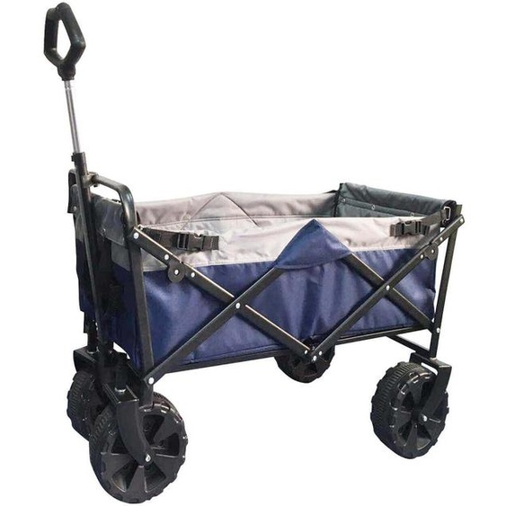 Chariot de plage pliable bleu avec structure en acier