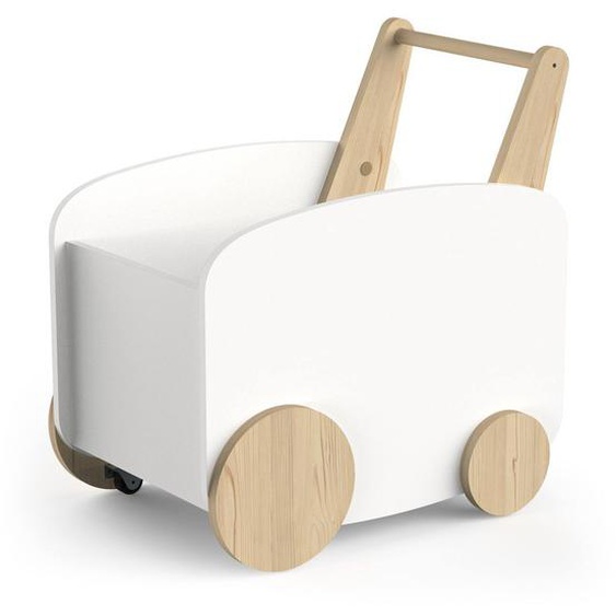 Chariot De Rangement À Roulettes Blanc Mat / Bois