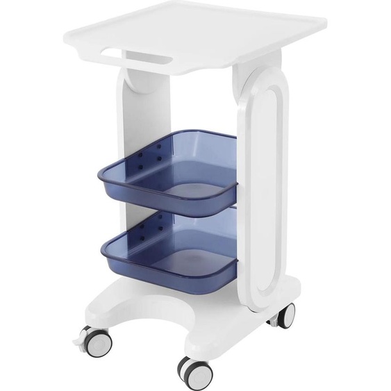 Chariot de salon/chariot médical - 3 niveaux - Polycarbonate (PC) - Avec poignée - 44×36×76 cm - Tablettes 33×28×5 cm - Bleu