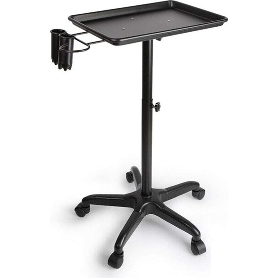 Chariot de salon Chariot sur roulettes Chariot de salon Chariot réglable en aluminium avec plateau et poignée électrique Plateau pour outils de coiffure Chariot plus étroit