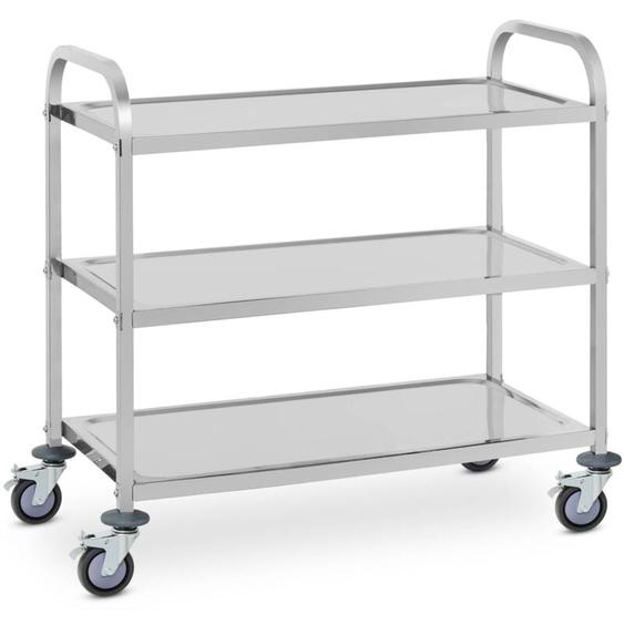 Royal Catering - Chariot De Service Desserte Cuisine Table Roulante Inox 3 Plateaux Niveaux f