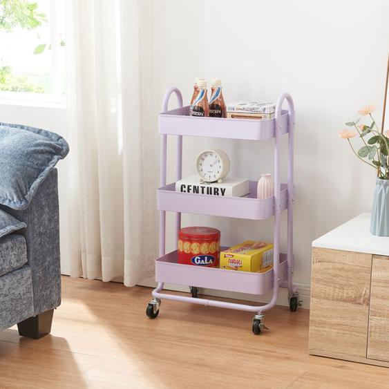 Chariot de service Pyhäntä à 3 paniers acier 79 x 46 x 35 cm violet