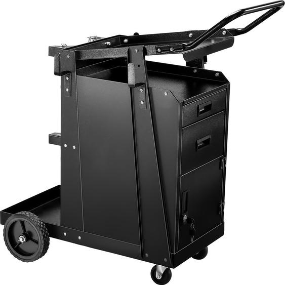 Chariot de soudage SucceBuy, robuste, avec 2 tiroirs, armoire verrouillable, capacité de charge de 350 livres, roues à 360°, pour postes de soudage et bouteilles de gaz