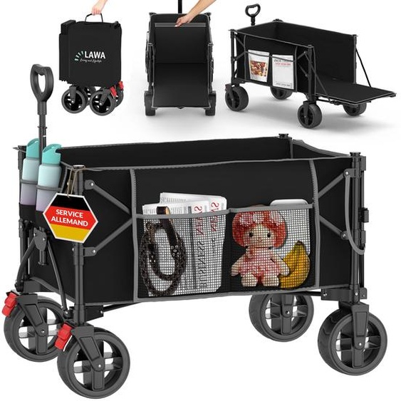 Chariot de supermarché pliable 100kg frein poche latérale hayon porte-bouteilles petit 130l léger noir petit encombrement poignée télescopique