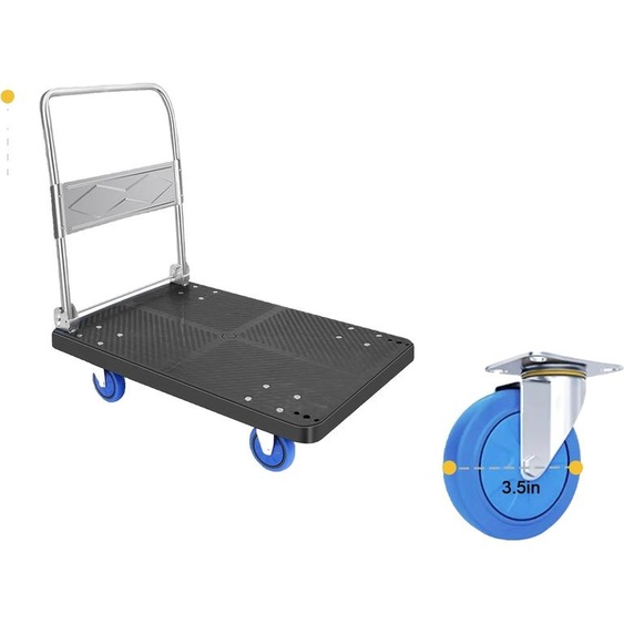 Chariot de supermarché pour charges lourdes, main courante pliable, grande capacité de charge, noir S