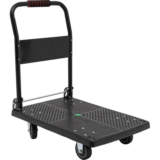 Chariot de transport - Chariot plate-forme - 4 roues - capacité de charge 150 kg - Roues silencieuses en TPR - Cadre en acier 1,5 mm - Rectangulaire - Noir