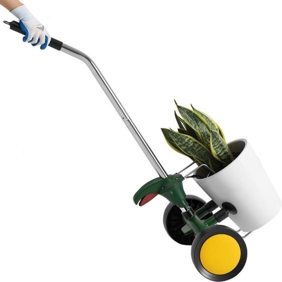 Chariot de transport de pots de jardin robuste avec bras de préhension réglable - Capacité de charge max. 65 kg - Chariot pour plantes avec ventouse & fermeture sûre - Convient pour lintérieur & lextérieur - Chariot pour pots avec grande stabilité