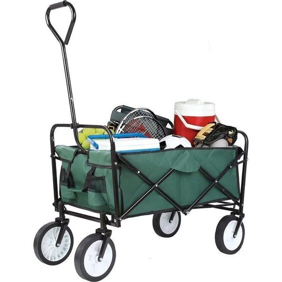 Chariot de transport pliable, capacité de charge 80 kg, vert, en acier