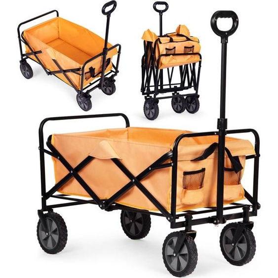 Chariot de transport pliable, grand chariot de plage de jardin, orange, 47x105 cm, MultiGarden