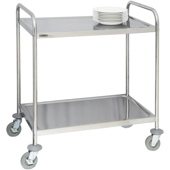 Chariot en inox 2 plateaux avec barre de poussée force 120 kg