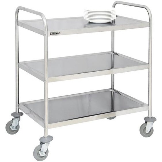 Chariot en inox 3 plateaux avec barre de poussée force 120 kg