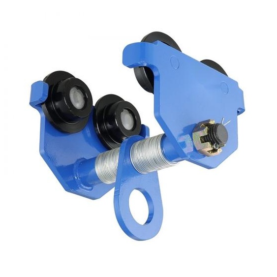 Chariot - force 2000 kg - chariot à roulettes avec roues doubles - réglable pour largeur daile de poutre en I de 63,5 à 177,8 mm - palan de garage haute performance en acier allié pour poutre en I à courbure droite