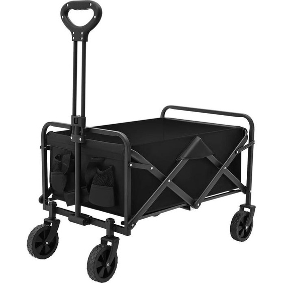 Chariot pliable - Chariot de jardin - Charge maximale 80 kg - Cadre renforcé en tube dacier - Tissu Oxford - Plein air et camping - Noir