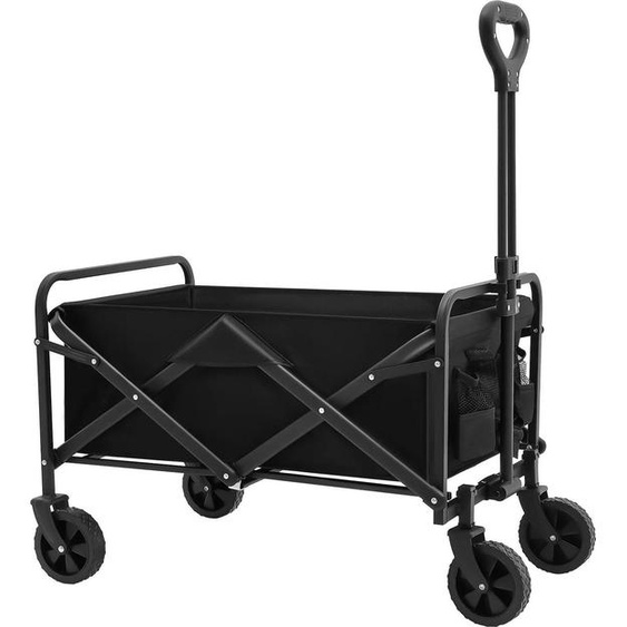 Chariot pliable - Chariot de transport - Charge 80 kg - Dimensions pliées 51×13×68 cm - Poignée réglable 68-92 cm - Roues 12,7 cm - Cadre en acier & tissu Oxford - Noir