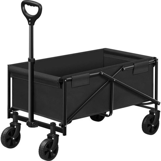 Chariot pliable - Chariot de transport - Charge maximale 80 kg - Roues pivotantes à 360° - Poignée réglable - Dimensions plié : 70 × 47 × 13 cm - Noir