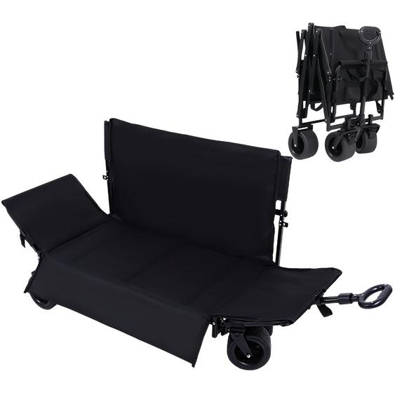 Chariot pliable dextérieur, capacité de charge de 200 kg (XXL), avec poignée télescopique, poids de 12 kg, roues larges, chariot à main pliable, chariot de transport pliable, noir