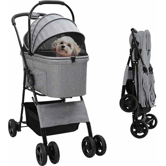 Poussette Pliante pour Animaux Gris 81 x 47 x 99 cm Polyester