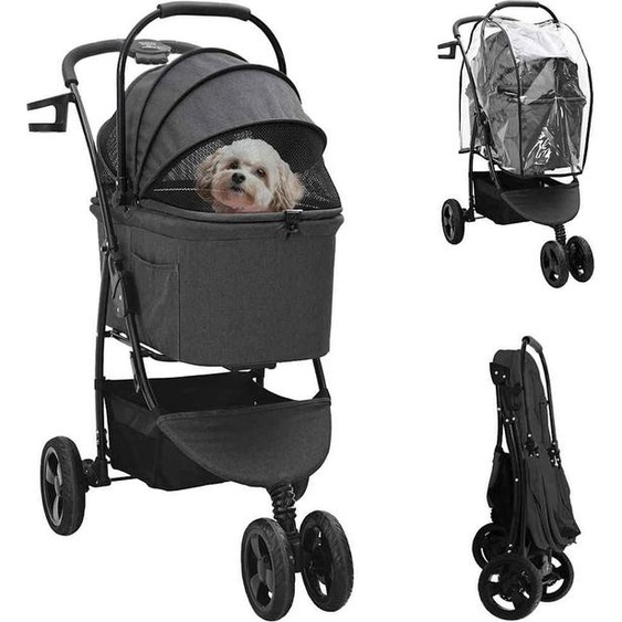 Poussette Pliante pour Animaux Noir 78 x 54 x 101 cm Polyester