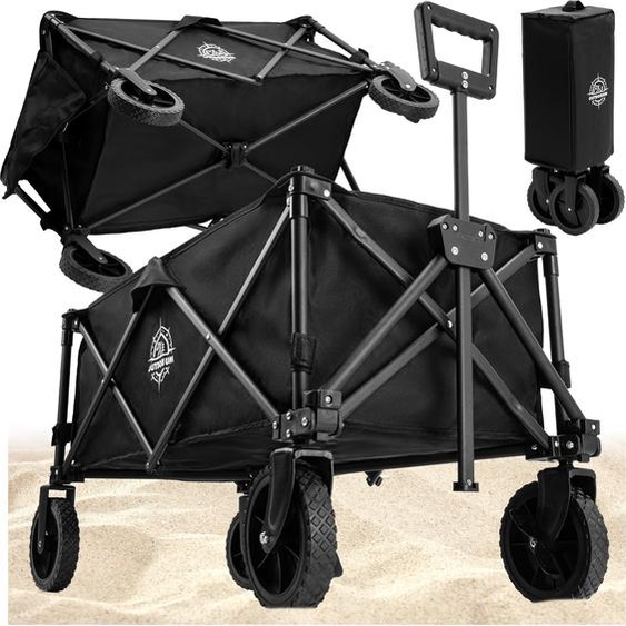 Chariot pliable pour la plage et le jardin, couleur noire
