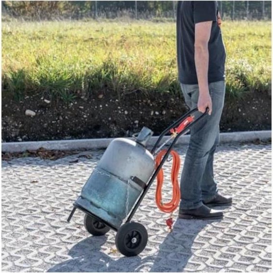 Chariot Porte Bouteille Butane Propane Rothenberger, Roues en Caoutchouc, Chaîne de Sécurité Réglable, 50,5x14x99 cm